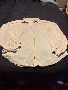 Women’s Cream Button-Up Long Sleeve Shirt